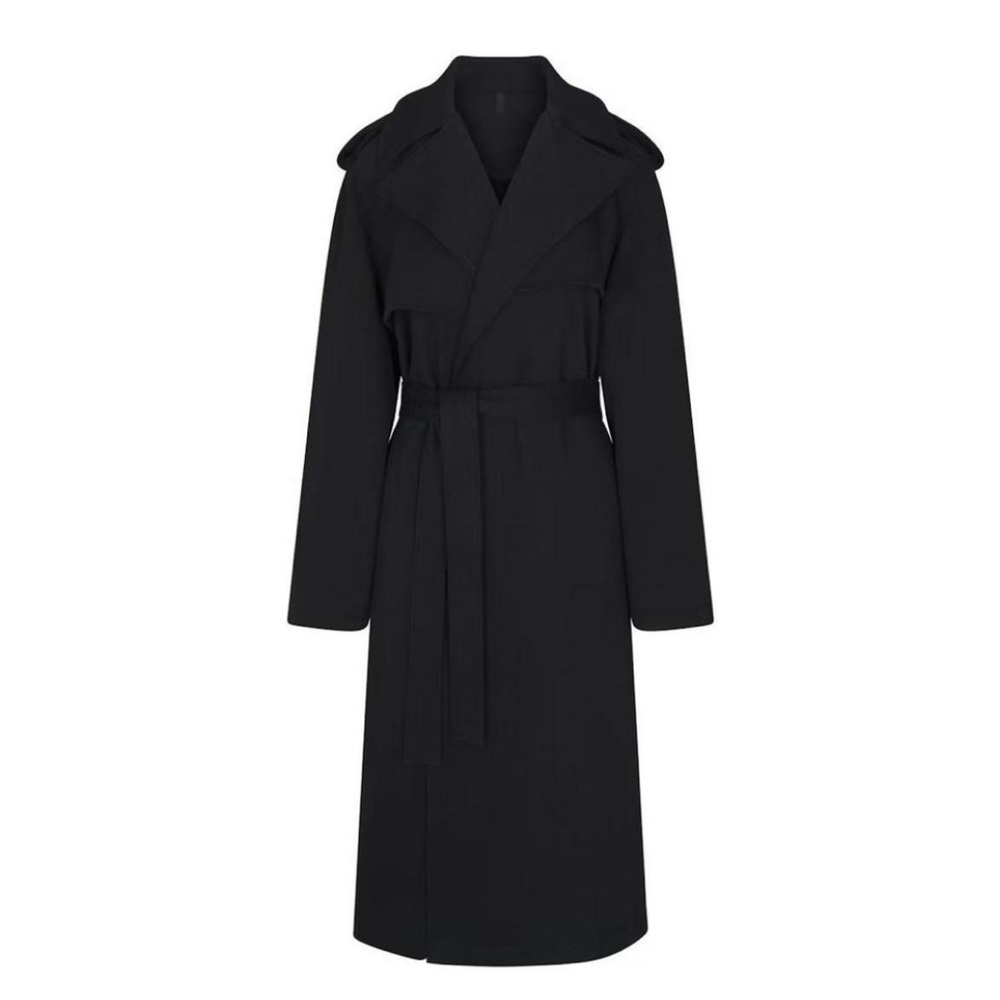 Skims Boyfriend Fleece Trench Coat in Onyx Large - Picture 3 of 6
